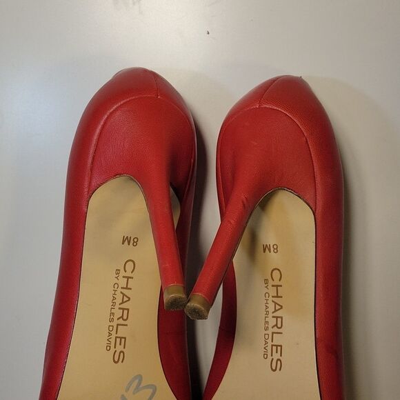 CHARLES BY CHARLES DAVIS POINTED TOE LEATHER HIGH HEEL STILETTOS SHOE - Picture 14 of 15